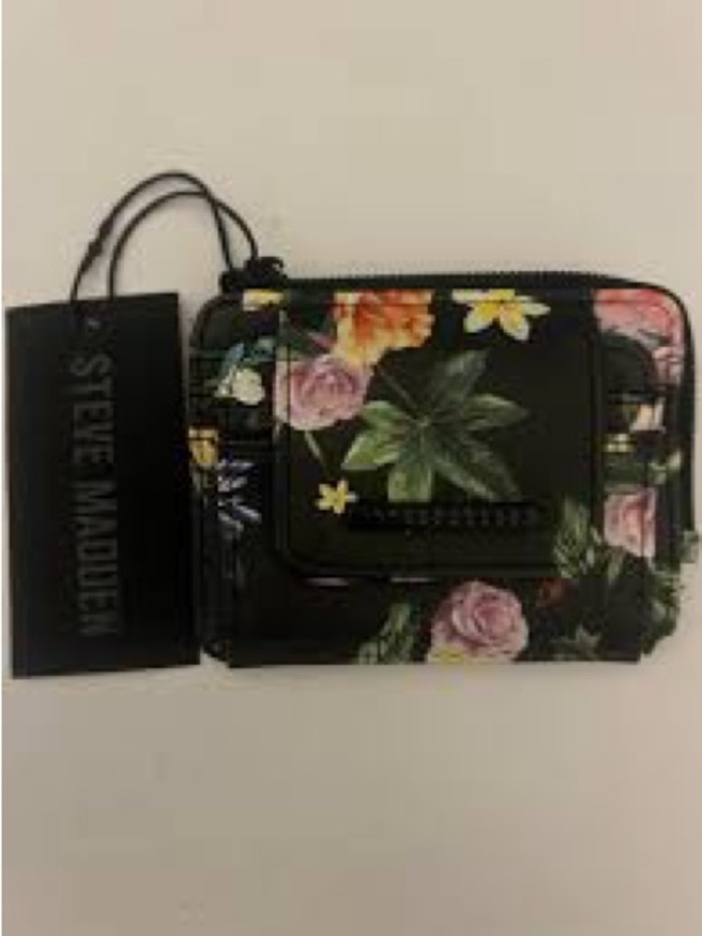 Steve Madden Black Floral Mini Wallet